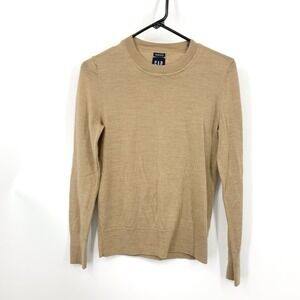 GAP Women Size Small Sweater Crew Pullover Top Brown 100% Merino Wool Knit Shirt